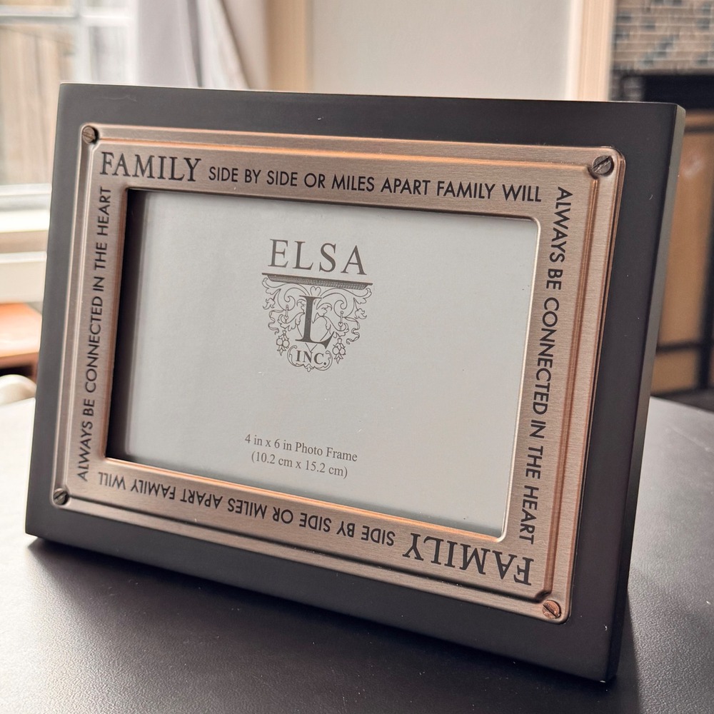 New ELSA Inc‎ Family Photo Frame 4x6 Bronze Metal Wood Sentiment